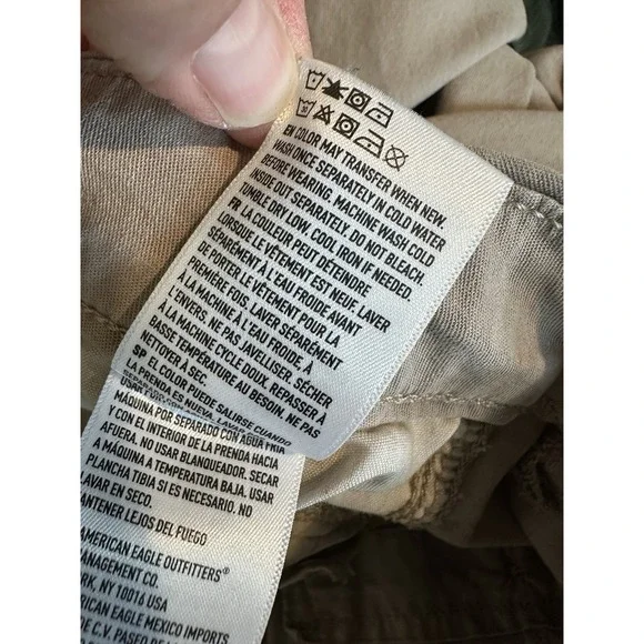 American Eagle Pants Womens 12 Cargo Mid Rise Baggy Wide Leg Stretch Boho - Picture 8 of 8